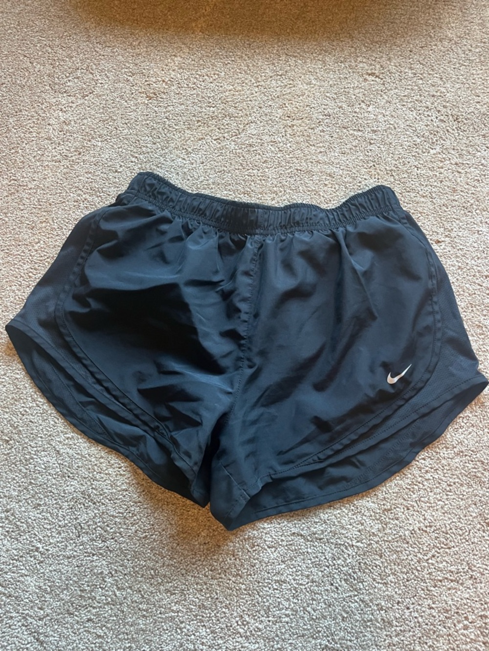 Nike Women’s Dri-fit Black Athletic Running Shorts with White Swoosh